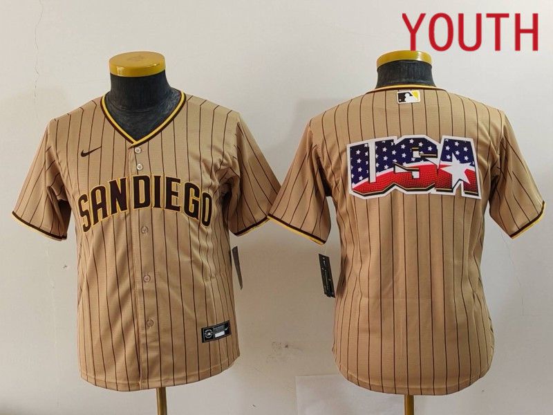 Youth San Diego Padres Blank Brown Stripe Game 2024 Nike MLB Jersey style 9025